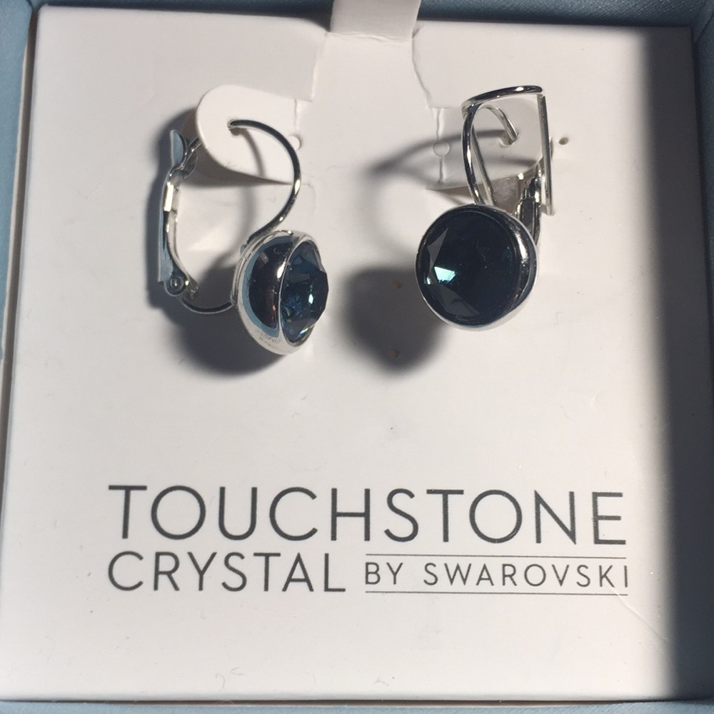 earrings gold & blue stone or silver & blue - Picture 2 of 2